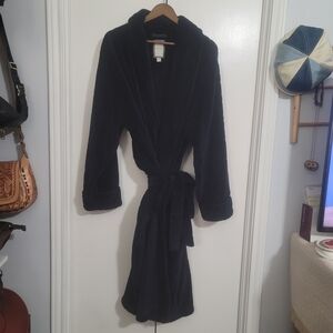 Daniel Buchler Black Hooded Robe with Waist Tie